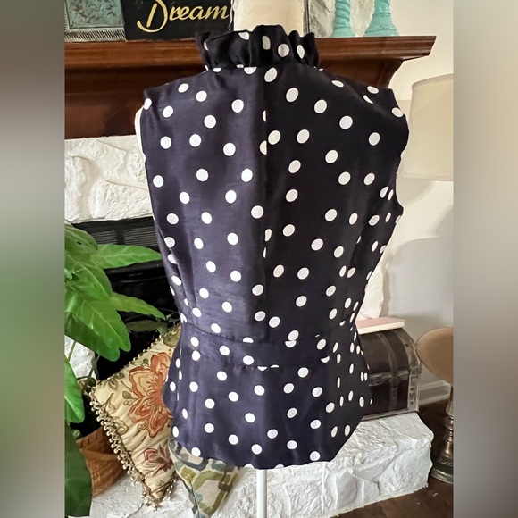 Danny & Nicole Blue and White Polka Dot Ruffle Sleeveless Top Size 12P - Picture 2 of 6